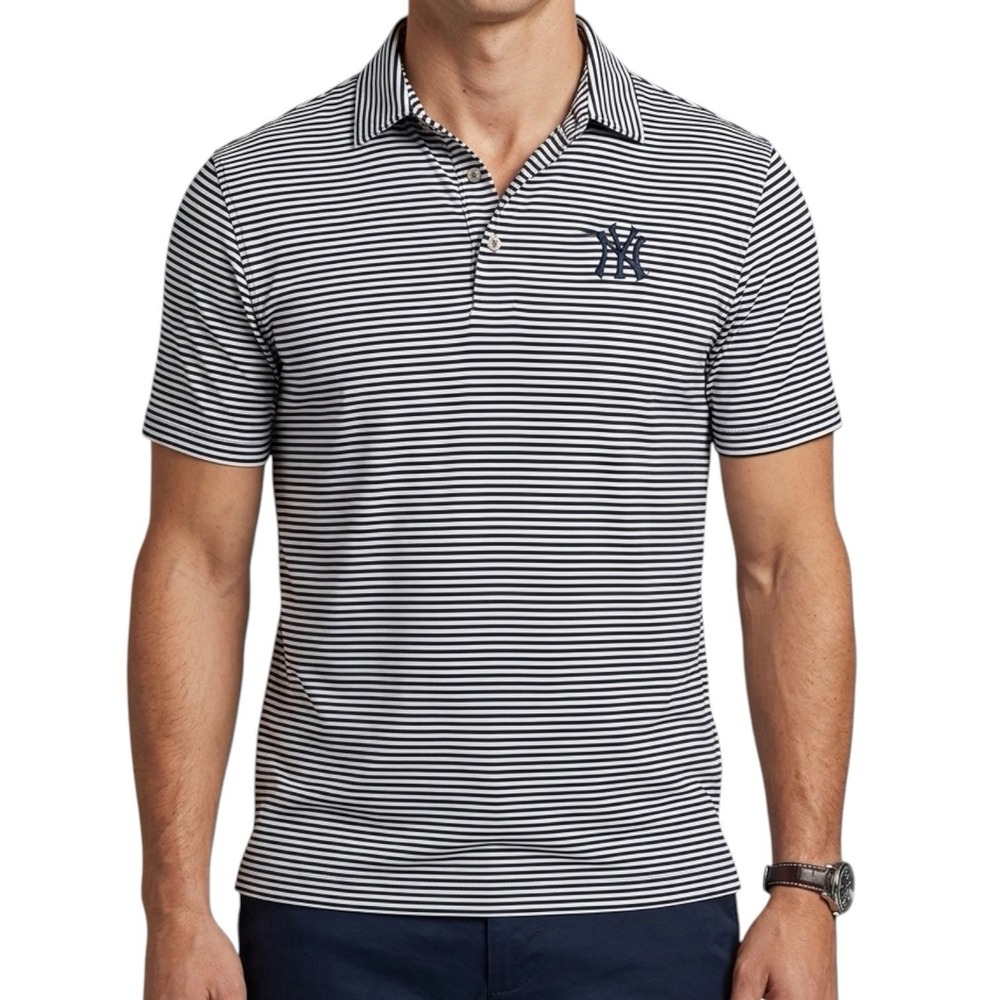 VINEYARD VINES  New York Yankees Polo Shirt sz M Blue White Striped MLB Baseball